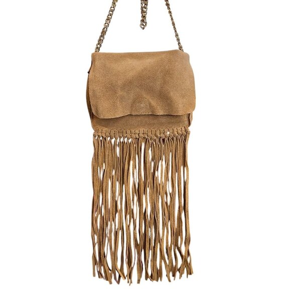 Zara Tan Suede Fringe Crossbody Bag - Picture 3 of 14